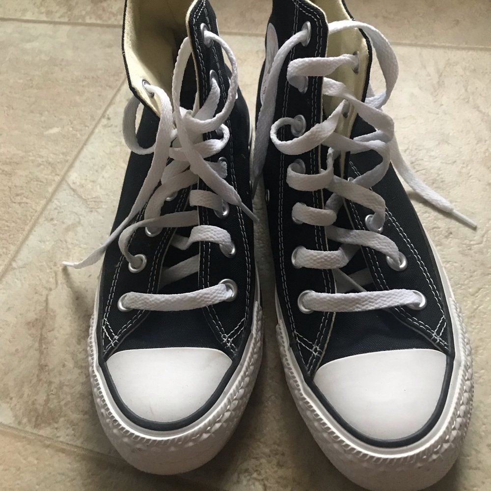 Brand new black converse high tops. Never worn 6.5